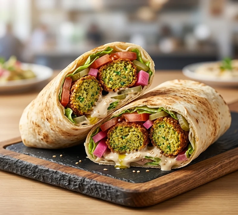 Falafel Sandwich at Mashawi Market & Grill, Middle Eastern restaurant in east Calgary
