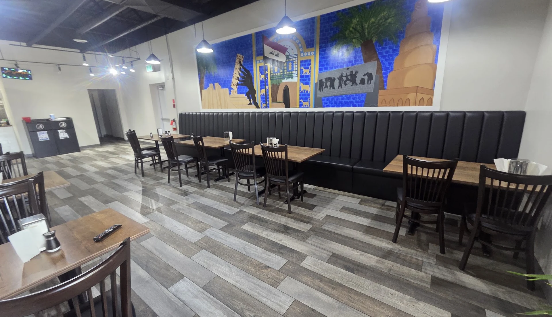 Dining room at Mashawi Market & Grill, halal Iraqi grill and butcher market on Memorial Drive SE, Calgary, AB