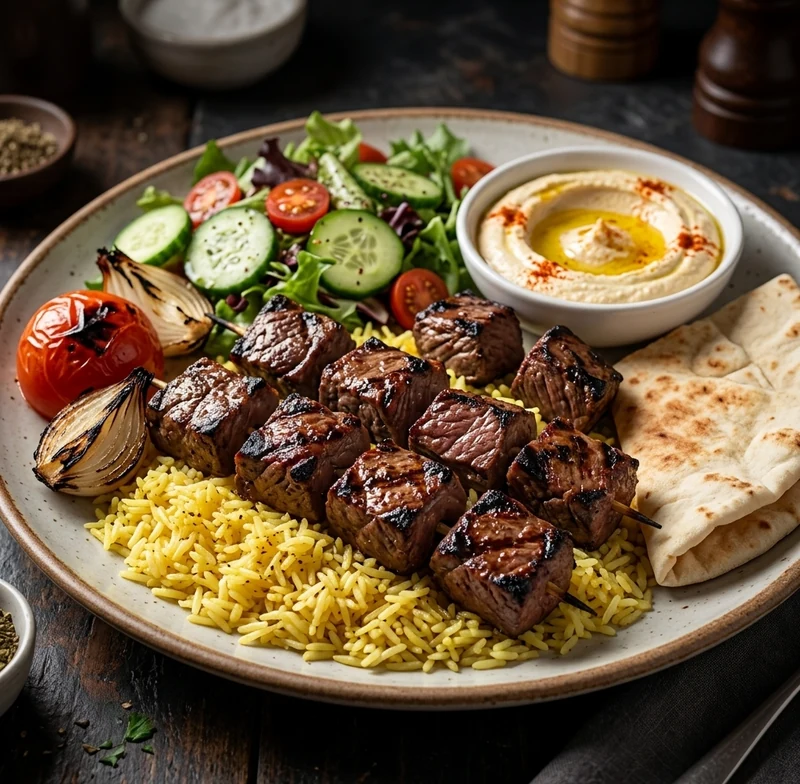 Halal beef tikka platter at Mashawi Market & Grill, Memorial Drive, Calgary