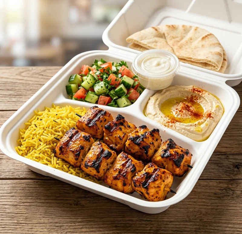 Grilled chicken tikka plate at Mashawi Market & Grill near Forest Heights, Calgary
